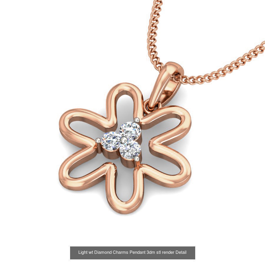 153 Light wt Diamond Charms Pendant 3dm stl render Detail 3D Model Collection_56