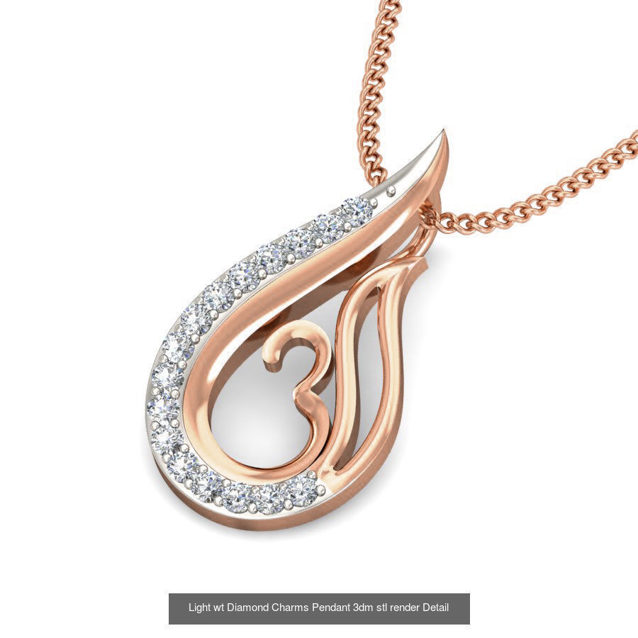 153 Light wt Diamond Charms Pendant 3dm stl render Detail 3D Model Collection_97