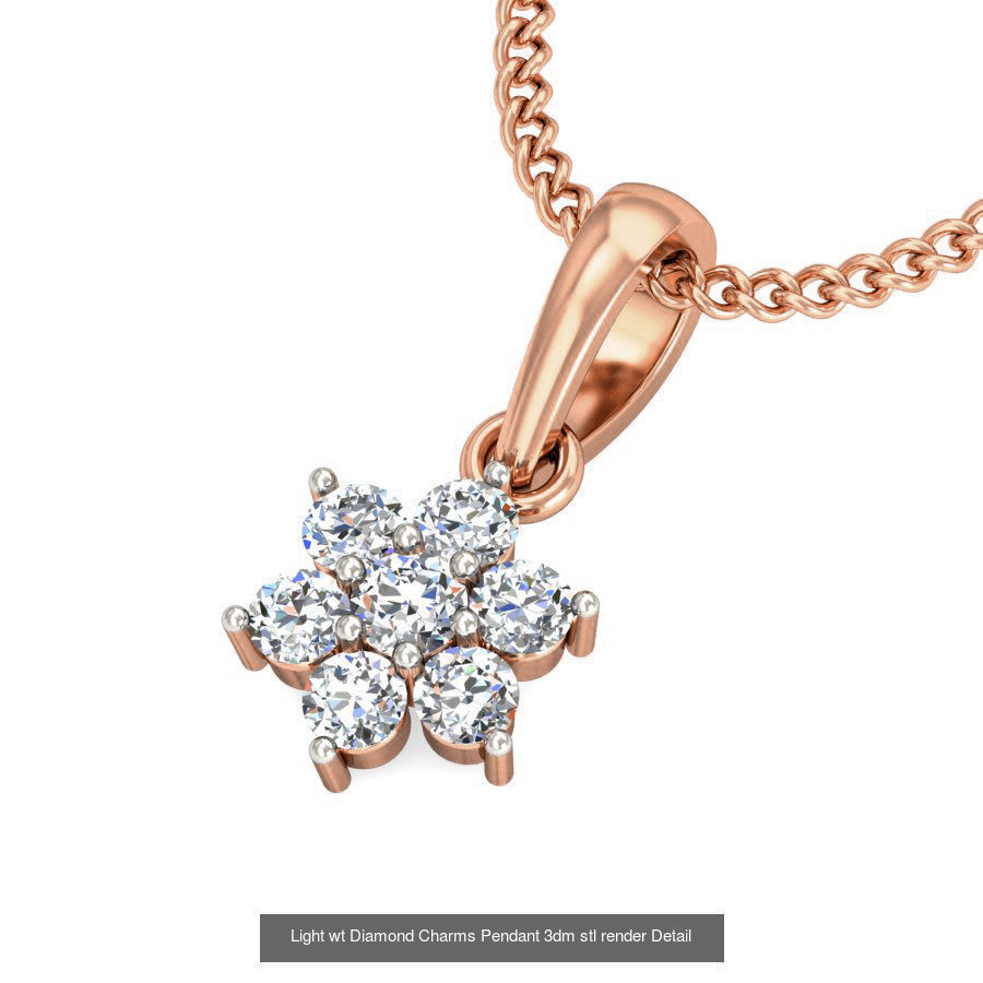 153 Light wt Diamond Charms Pendant 3dm stl render Detail 3D Model Collection_73