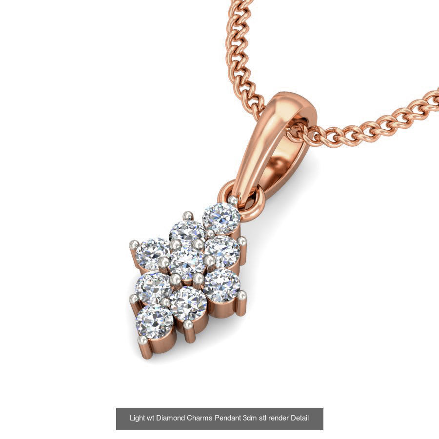 153 Light wt Diamond Charms Pendant 3dm stl render Detail 3D Model Collection_62