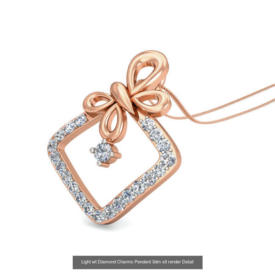 153 Light wt Diamond Charms Pendant 3dm stl render Detail 3D Model Collection_23