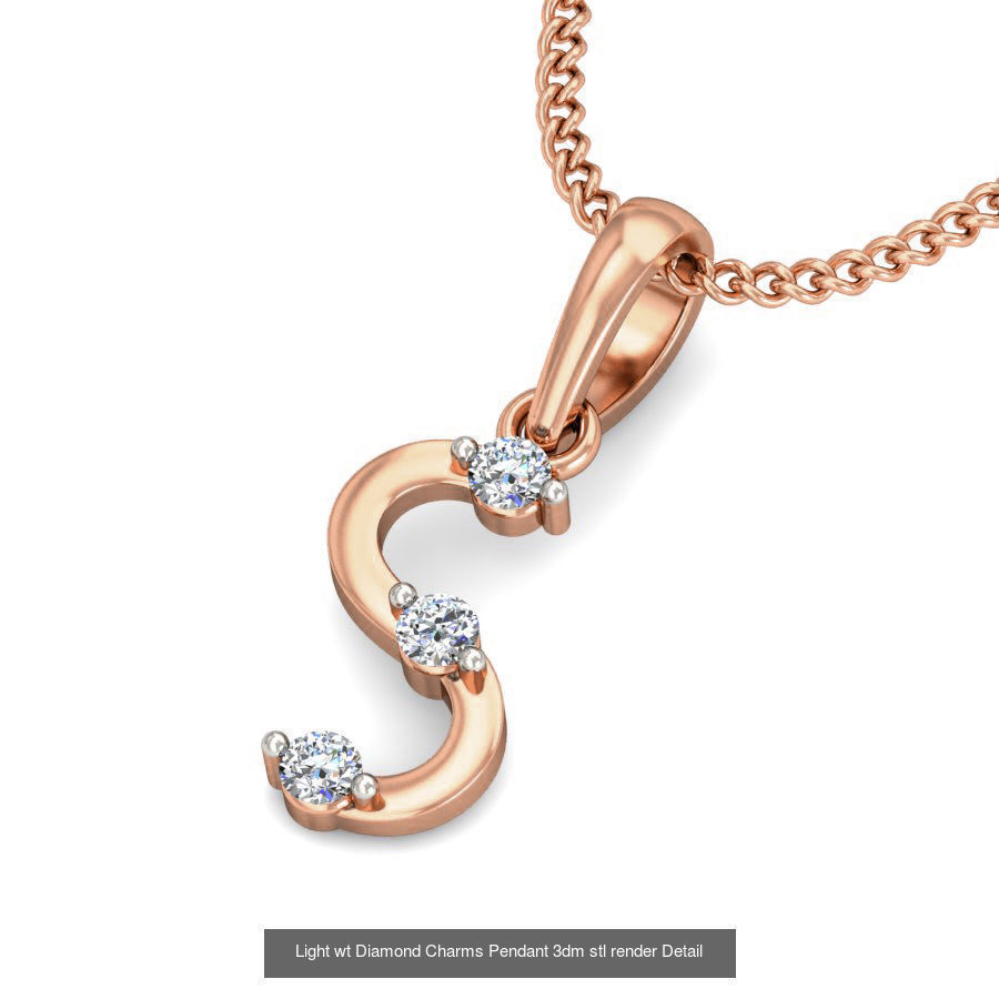 153 Light wt Diamond Charms Pendant 3dm stl render Detail 3D Model Collection_39