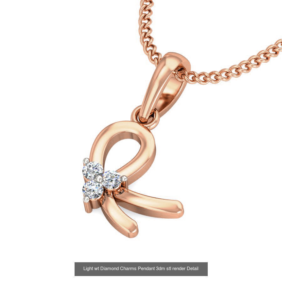 153 Light wt Diamond Charms Pendant 3dm stl render Detail 3D Model Collection_74