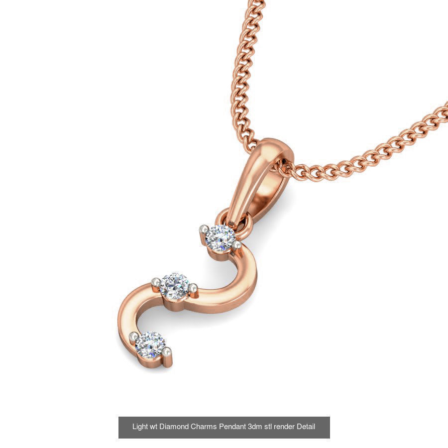 153 Light wt Diamond Charms Pendant 3dm stl render Detail 3D Model Collection_55