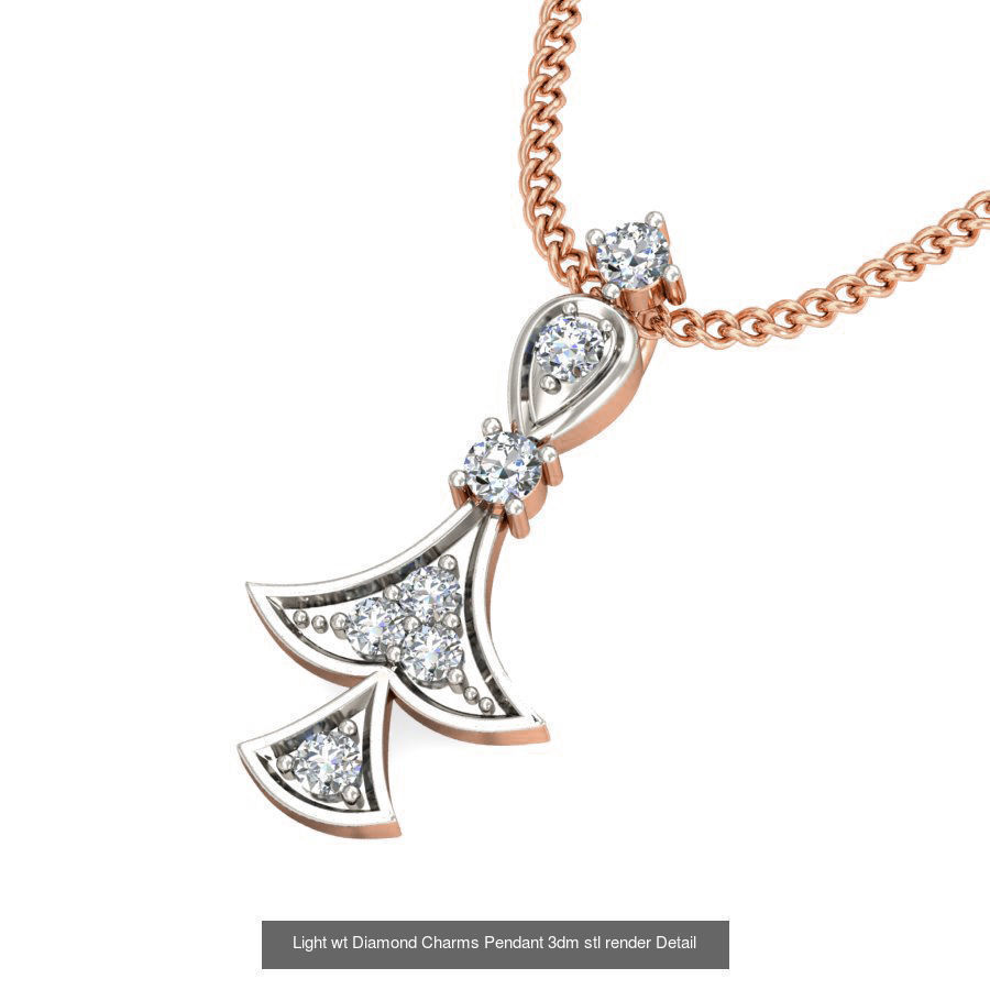 153 Light wt Diamond Charms Pendant 3dm stl render Detail 3D Model Collection_71
