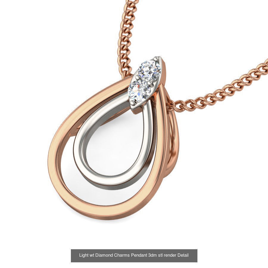 153 Light wt Diamond Charms Pendant 3dm stl render Detail 3D Model Collection_146