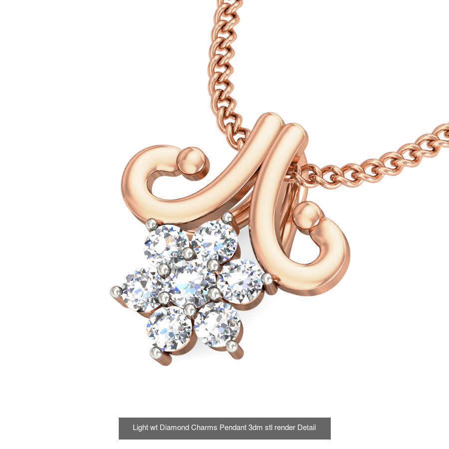 153 Light wt Diamond Charms Pendant 3dm stl render Detail 3D Model Collection_72