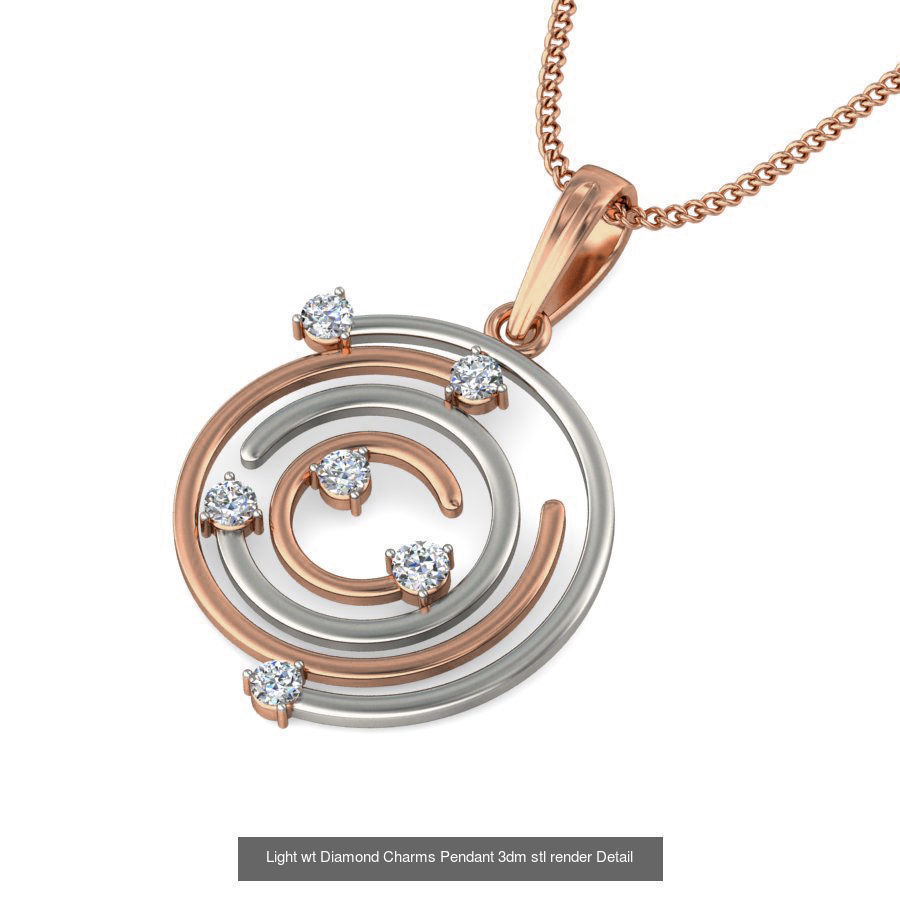 153 Light wt Diamond Charms Pendant 3dm stl render Detail 3D Model Collection_116