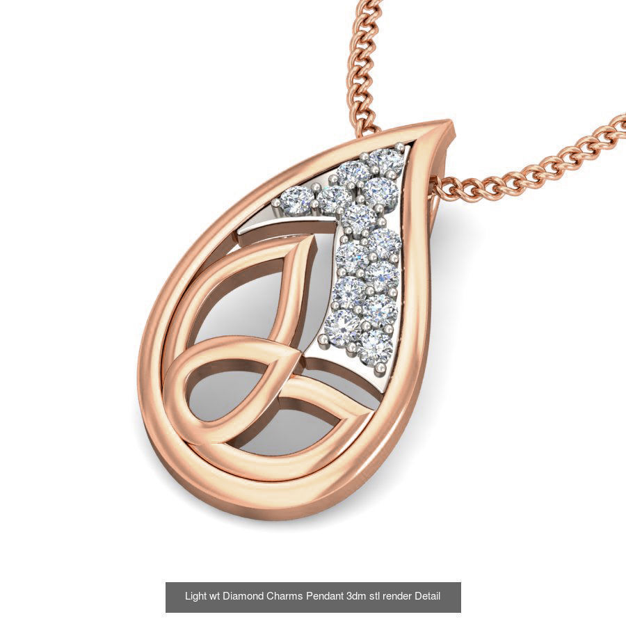 153 Light wt Diamond Charms Pendant 3dm stl render Detail 3D Model Collection_92