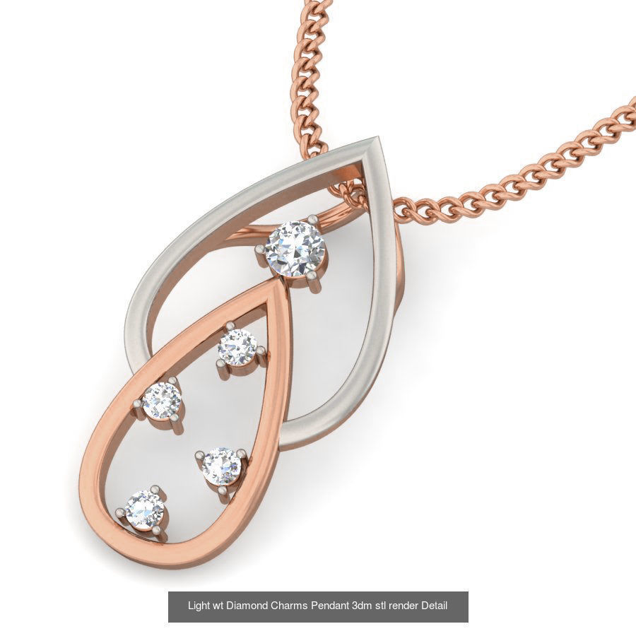 153 Light wt Diamond Charms Pendant 3dm stl render Detail 3D Model Collection_171