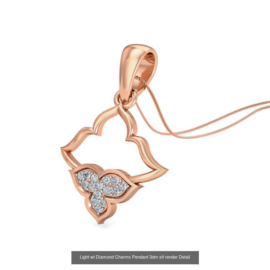 153 Light wt Diamond Charms Pendant 3dm stl render Detail 3D Model Collection_30