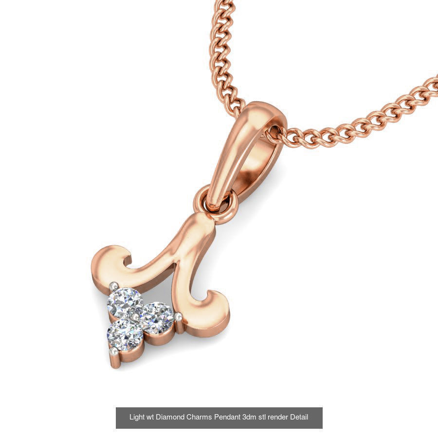 153 Light wt Diamond Charms Pendant 3dm stl render Detail 3D Model Collection_41