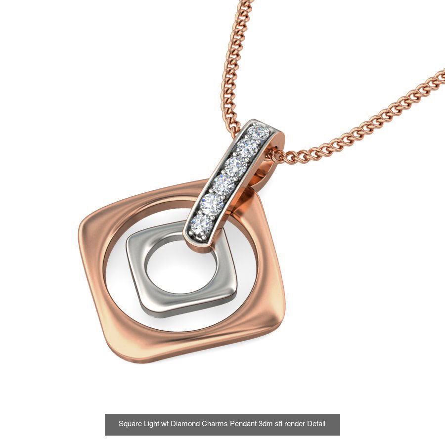 5 Square Light wt Diamond Charms Pendant 3dm stl render Detail  3D Model Collection_2