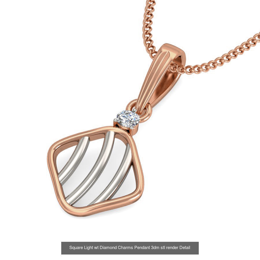 5 Square Light wt Diamond Charms Pendant 3dm stl render Detail  3D Model Collection_4
