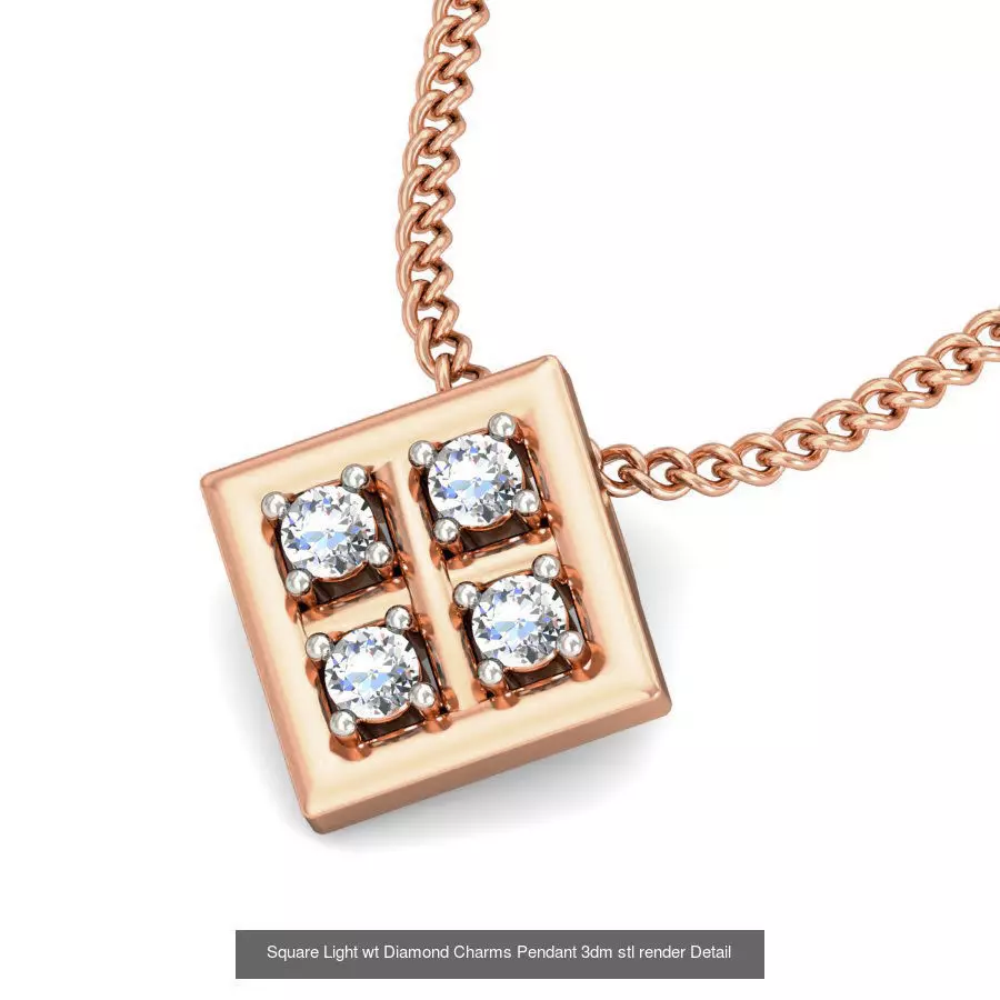 5 Square Light wt Diamond Charms Pendant 3dm stl render Detail  3D Model Collection_0