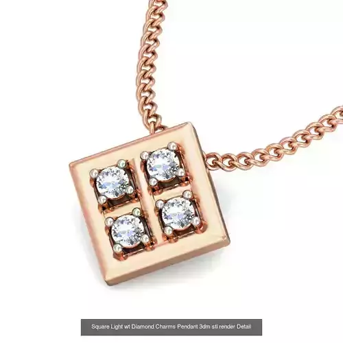 5 Square Light wt Diamond Charms Pendant 3dm stl render Detail  3D Model Collection