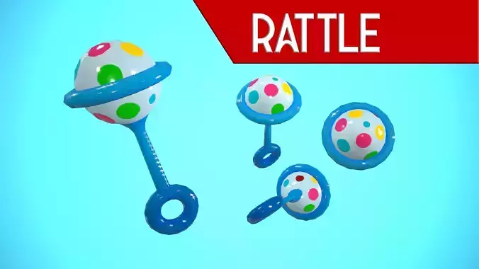 RATTLE CARTOON STYLIZED Low-poly 3D model