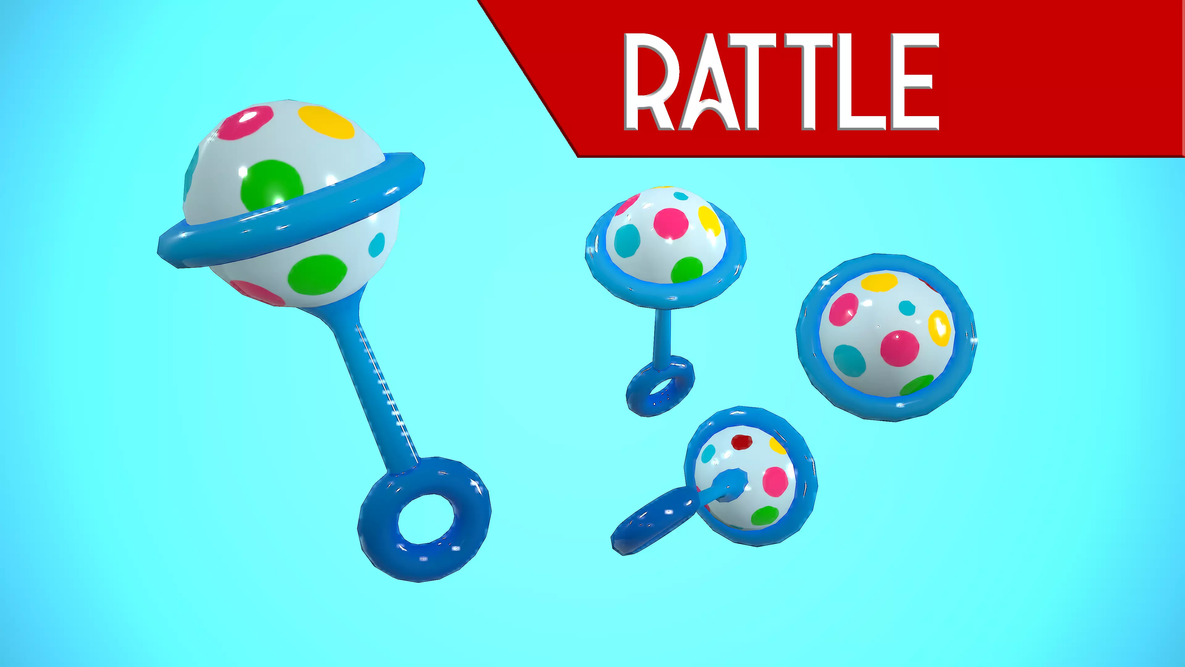 RATTLE CARTOON STYLIZED Low-poly 3D model_0