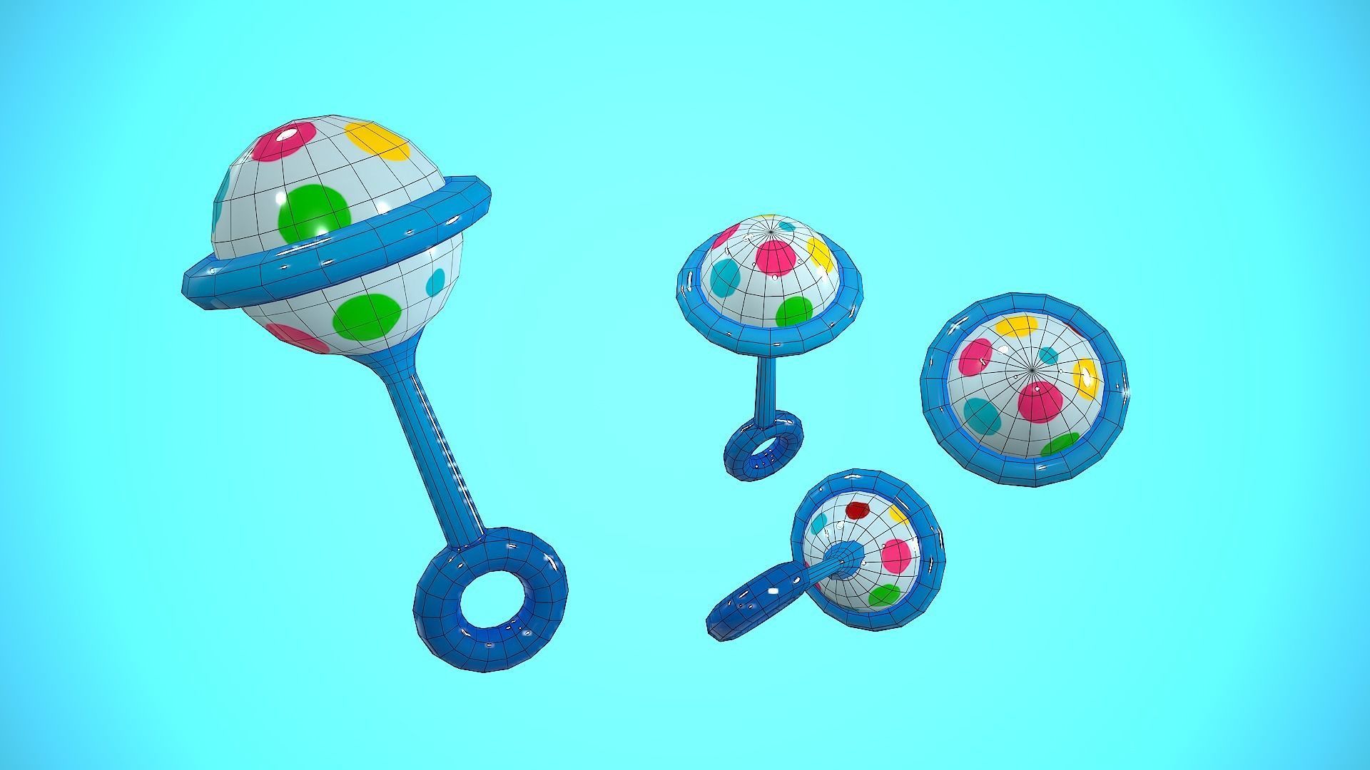 RATTLE CARTOON STYLIZED Low-poly 3D model_9