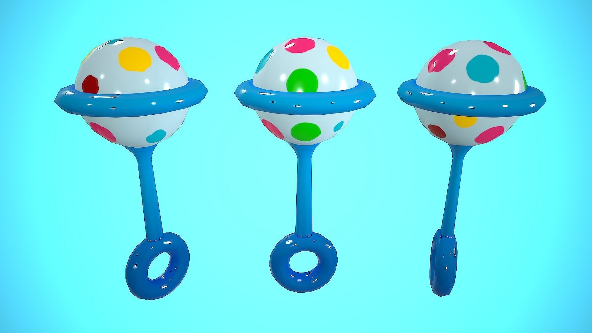 RATTLE CARTOON STYLIZED Low-poly 3D model_2