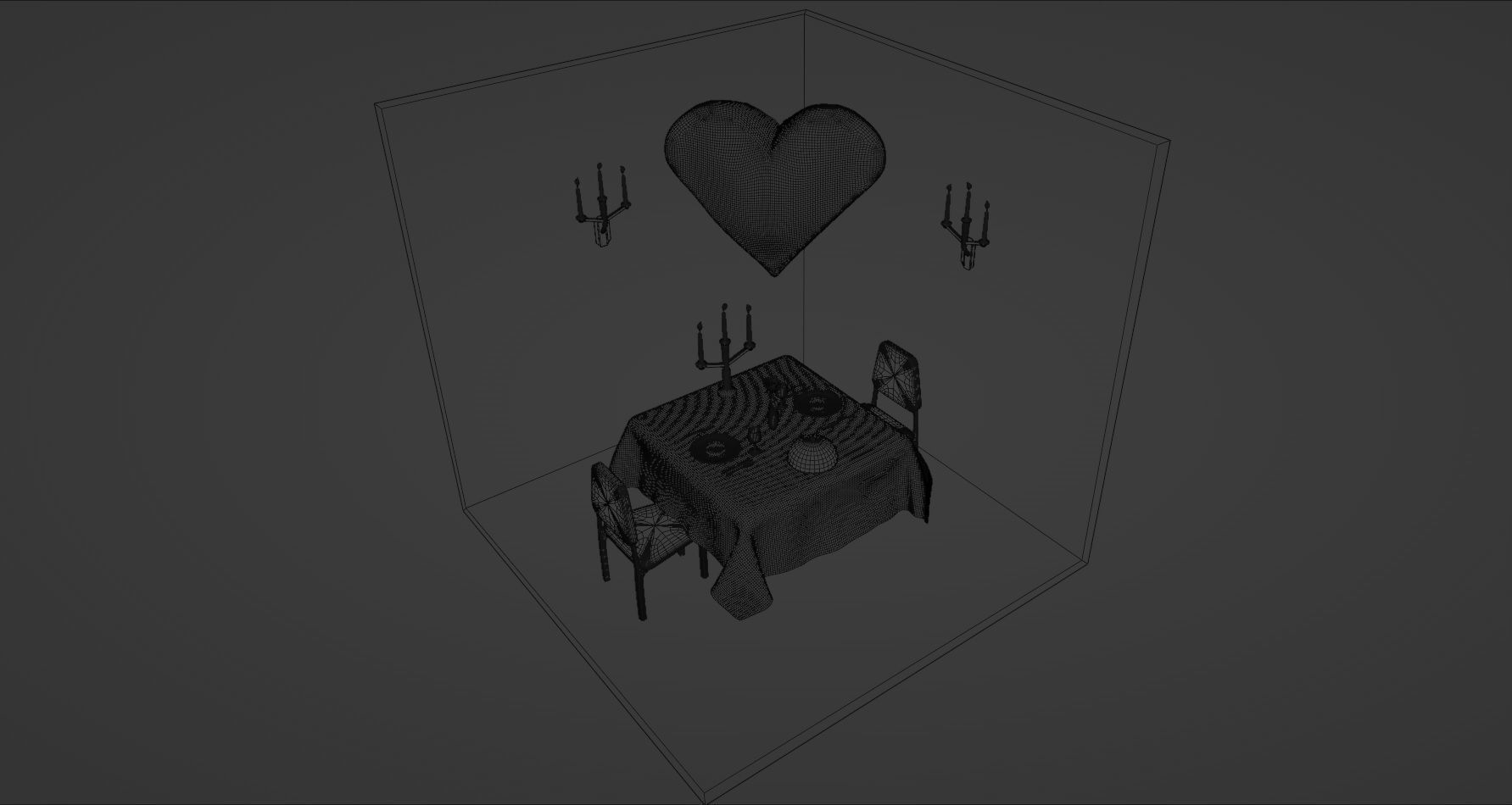 Valentines Romantic Dinner Low-poly 3D model_2
