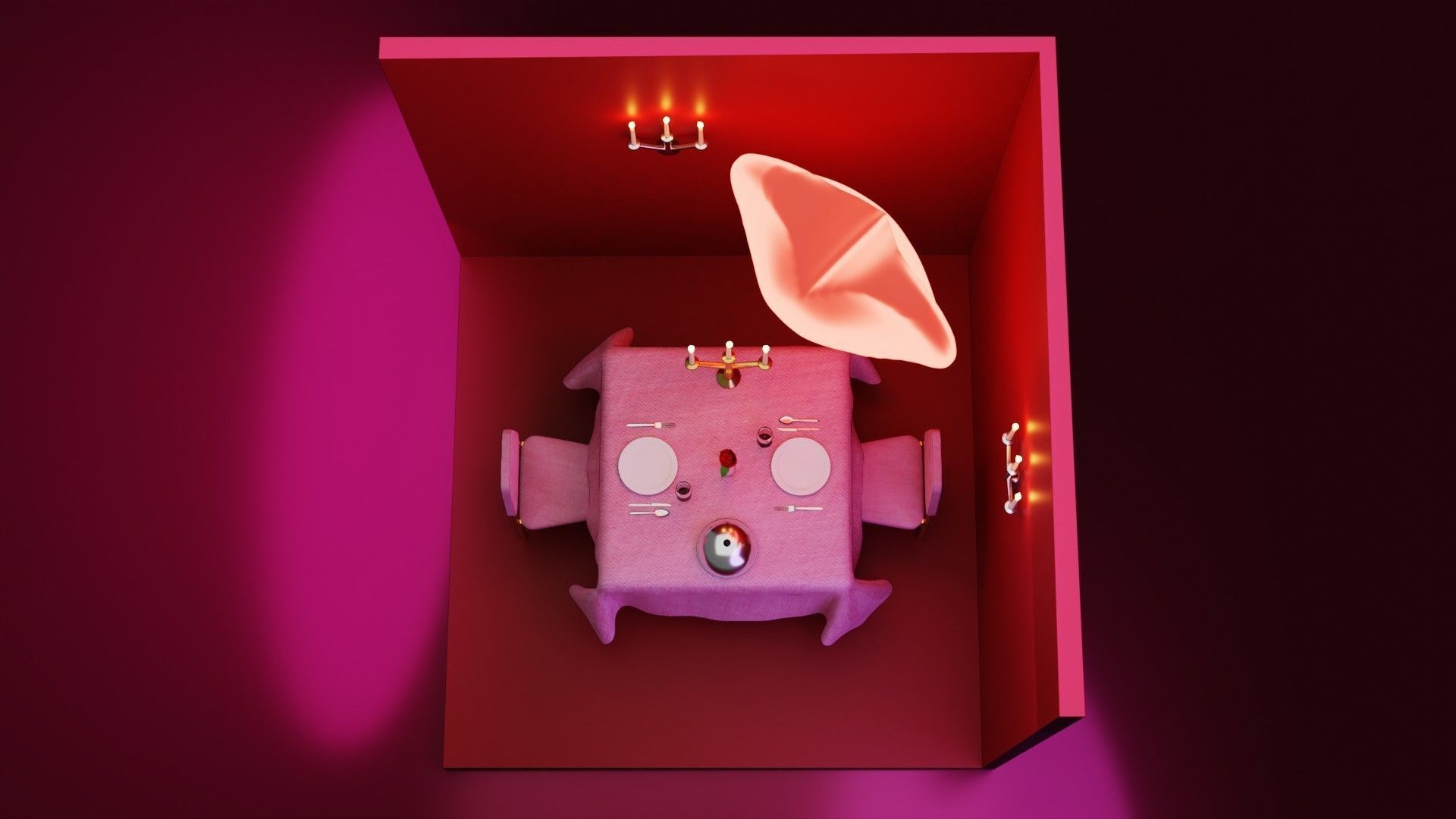 Valentines Romantic Dinner Low-poly 3D model_3