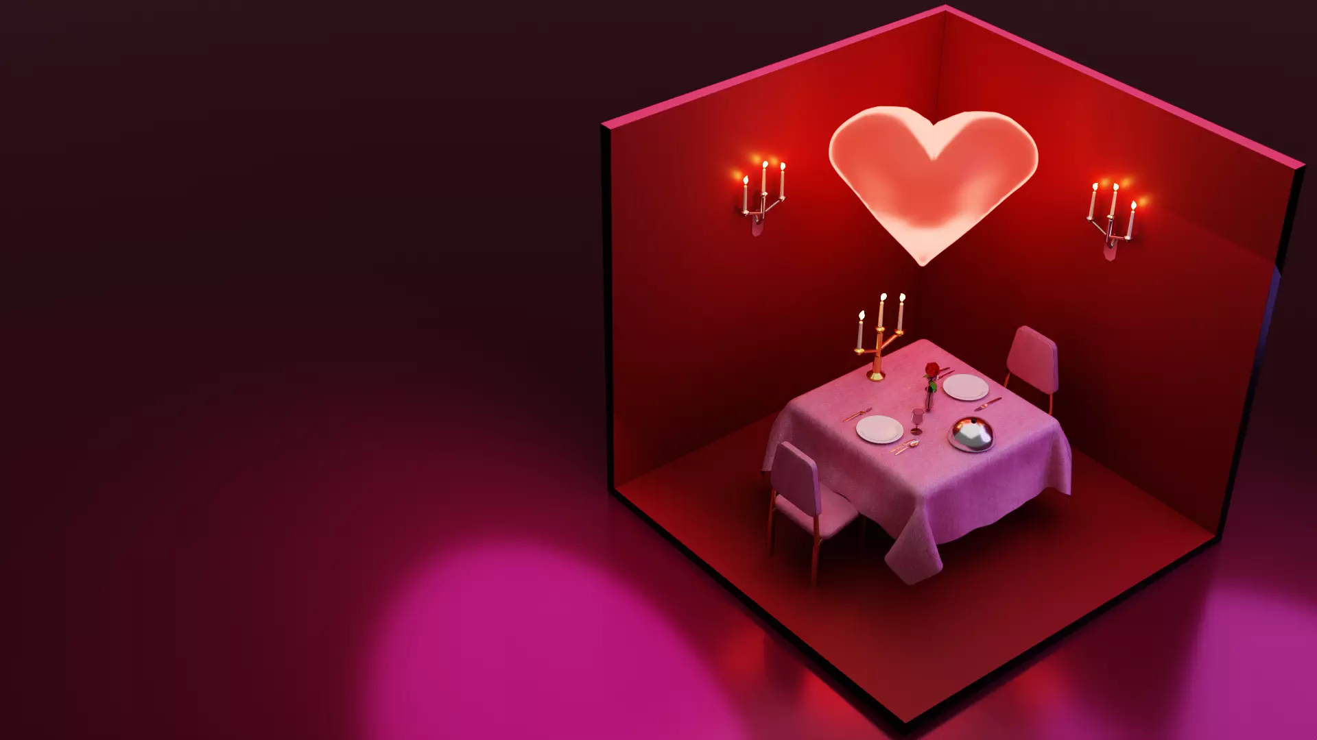 Valentines Romantic Dinner Low-poly 3D model_0