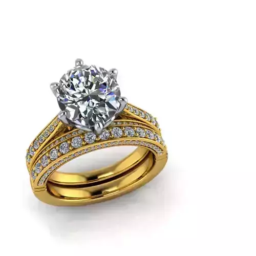 2 Carat Oval Cut Classic Vintage Bridal ring 3D model 3D print model