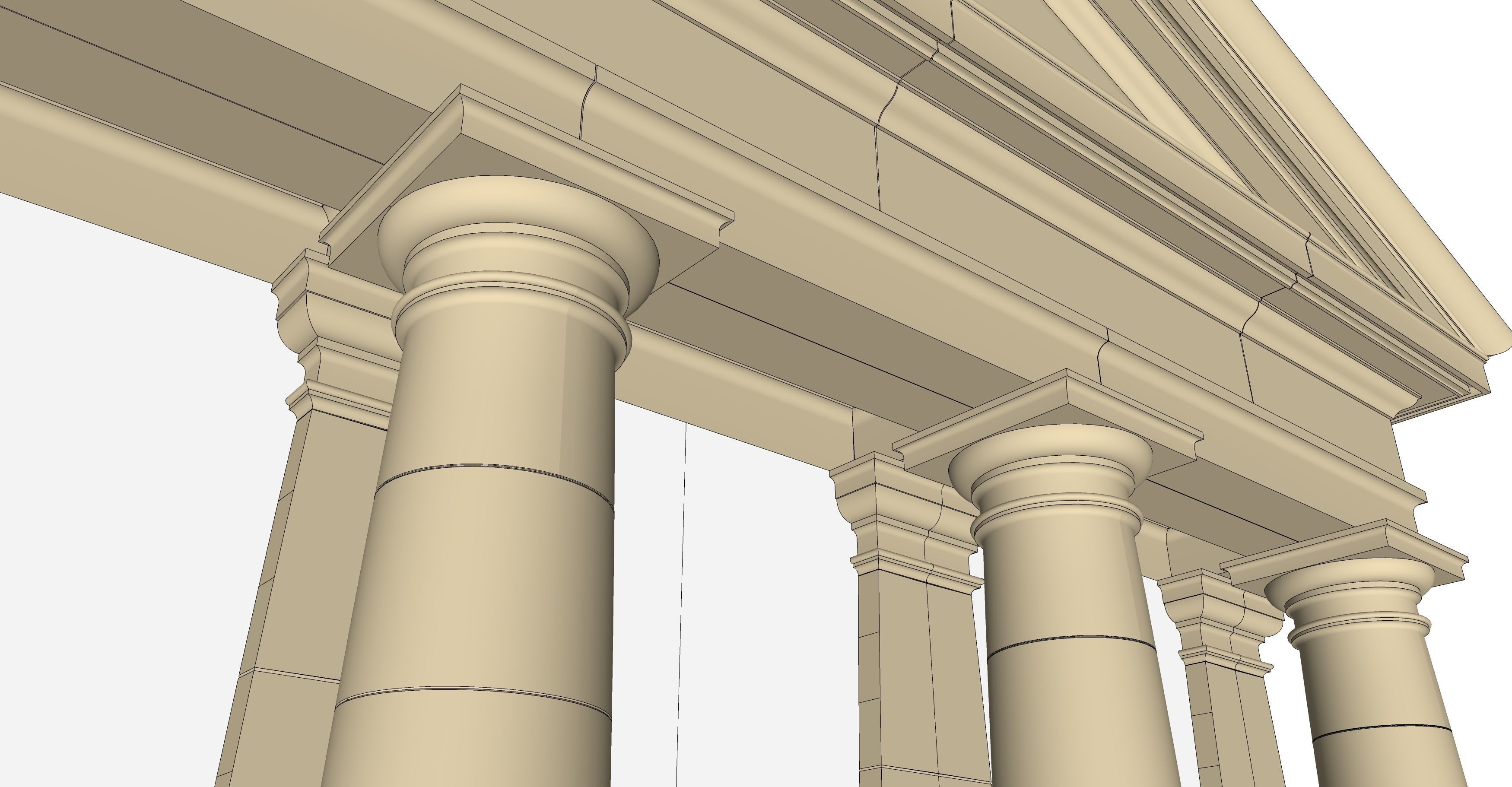 fronton Tuscan column and stone block model 3D model_13