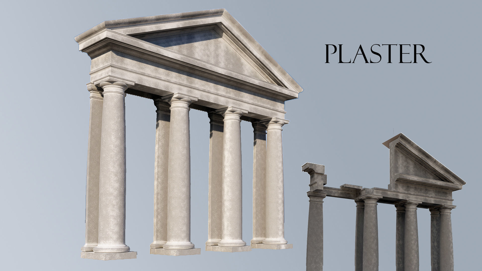 fronton Tuscan column and stone block model 3D model_1
