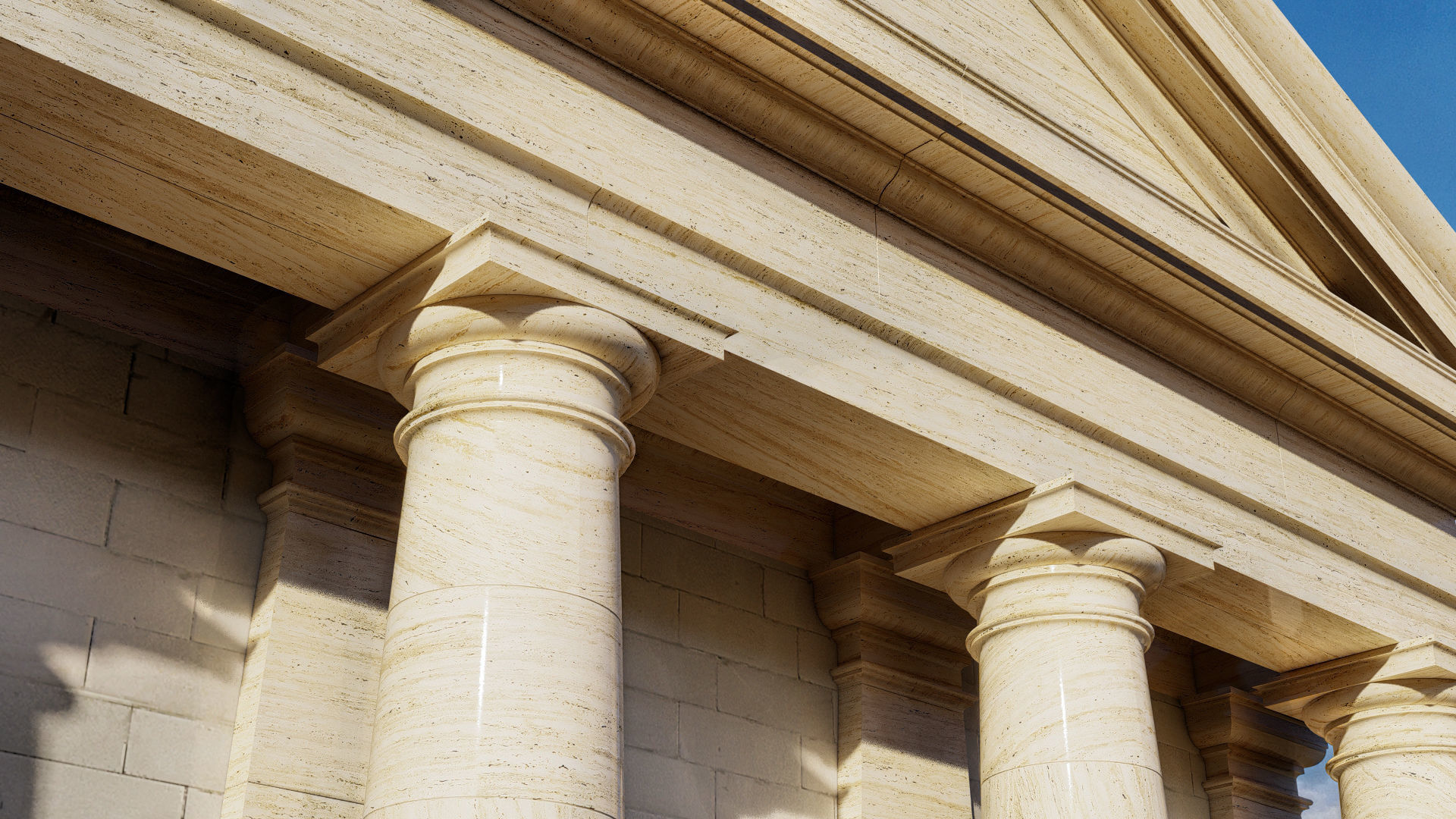 fronton Tuscan column and stone block model 3D model_6