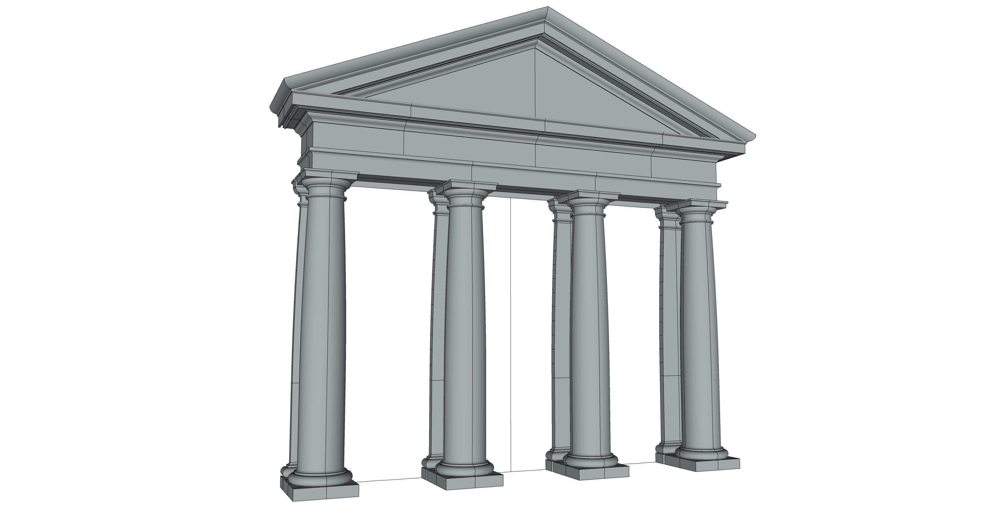 fronton Tuscan column and stone block model 3D model_8