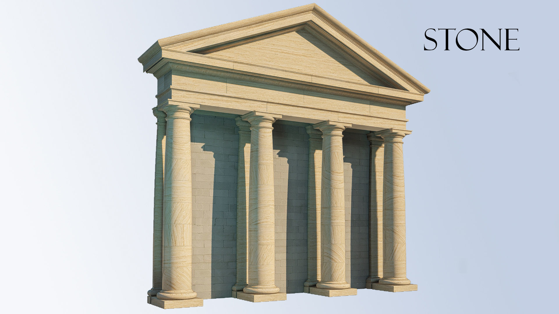 fronton Tuscan column and stone block model 3D model_2