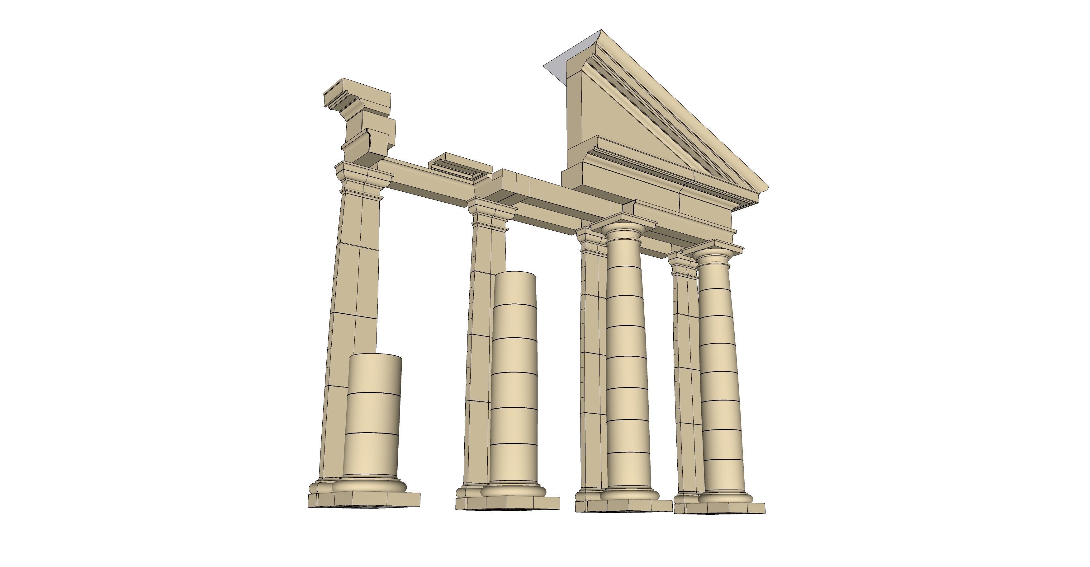 fronton Tuscan column and stone block model 3D model_12
