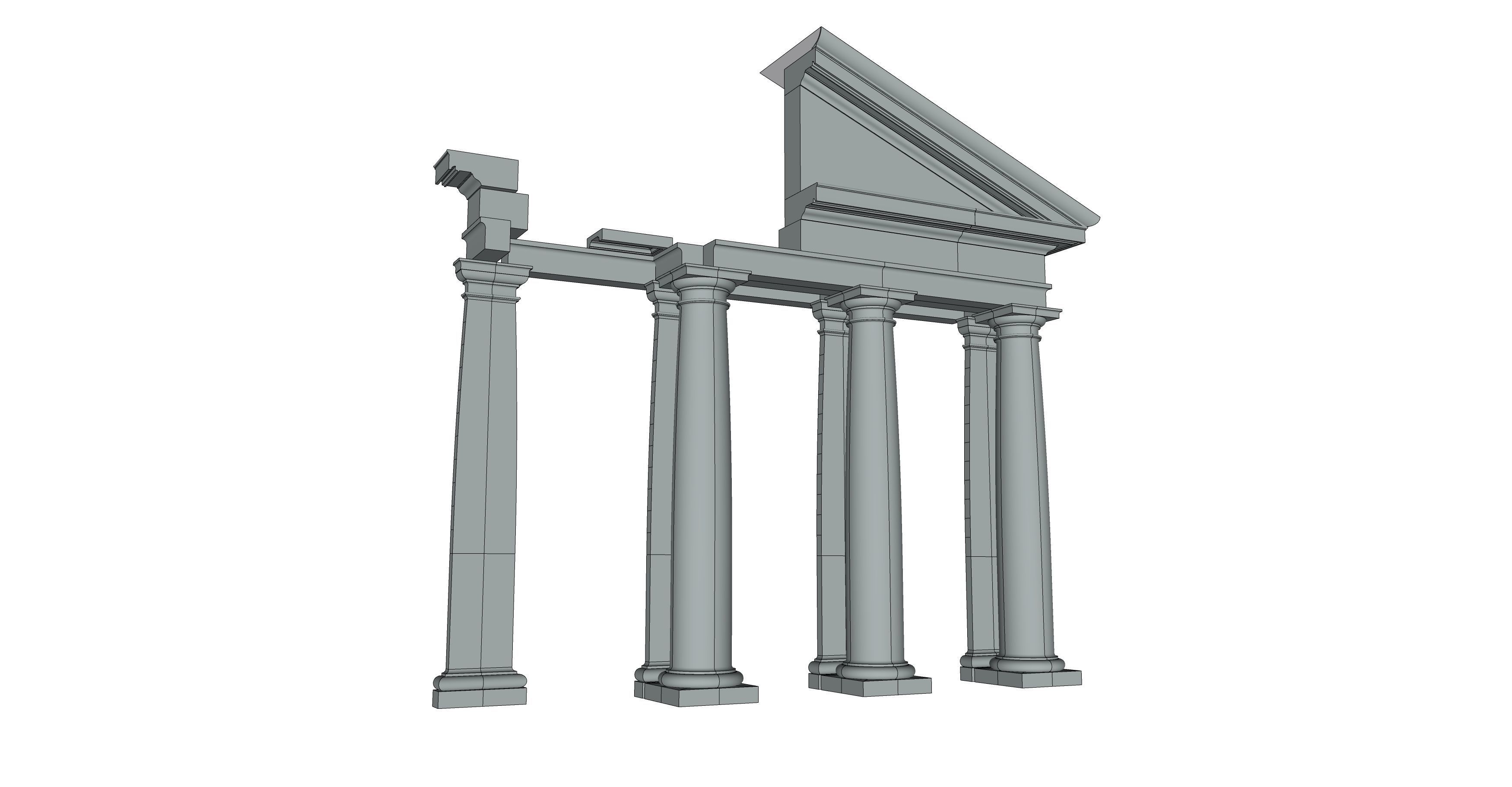 fronton Tuscan column and stone block model 3D model_9