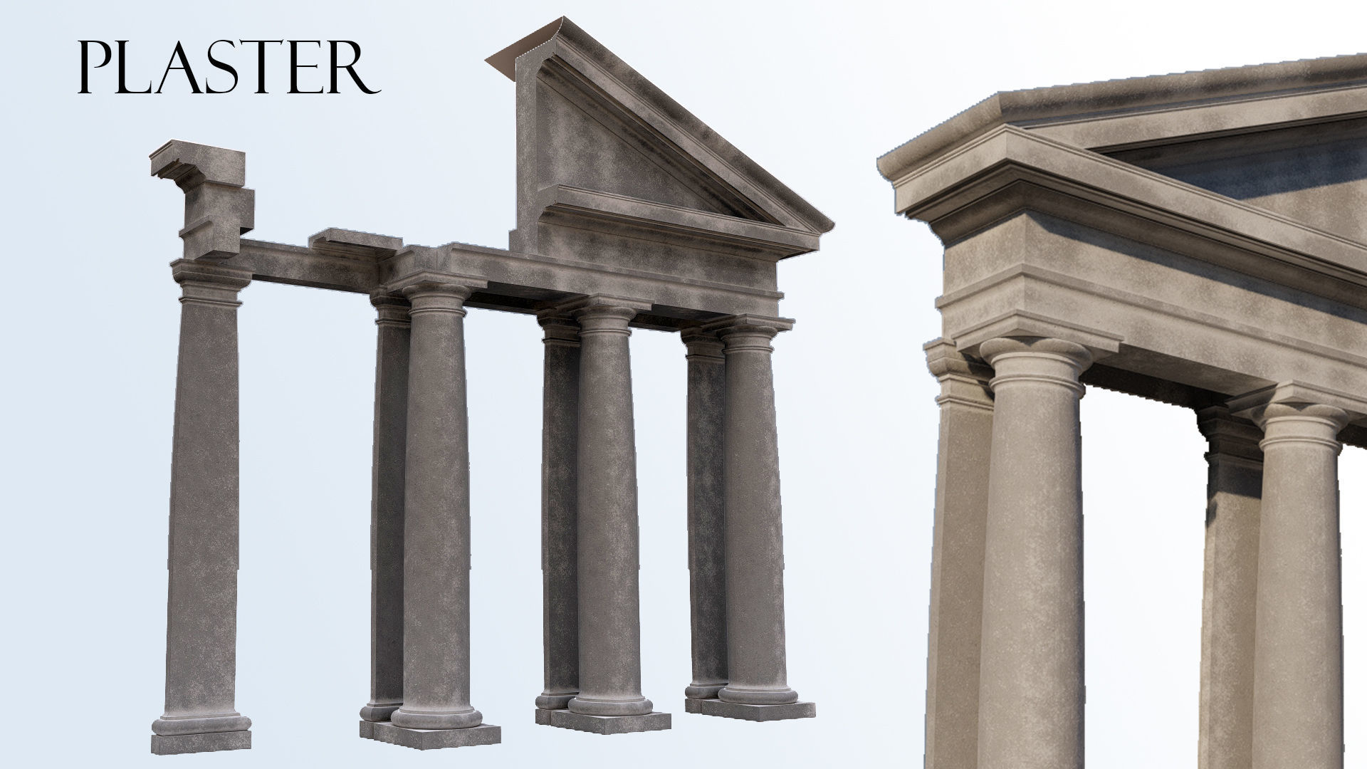 fronton Tuscan column and stone block model 3D model_7