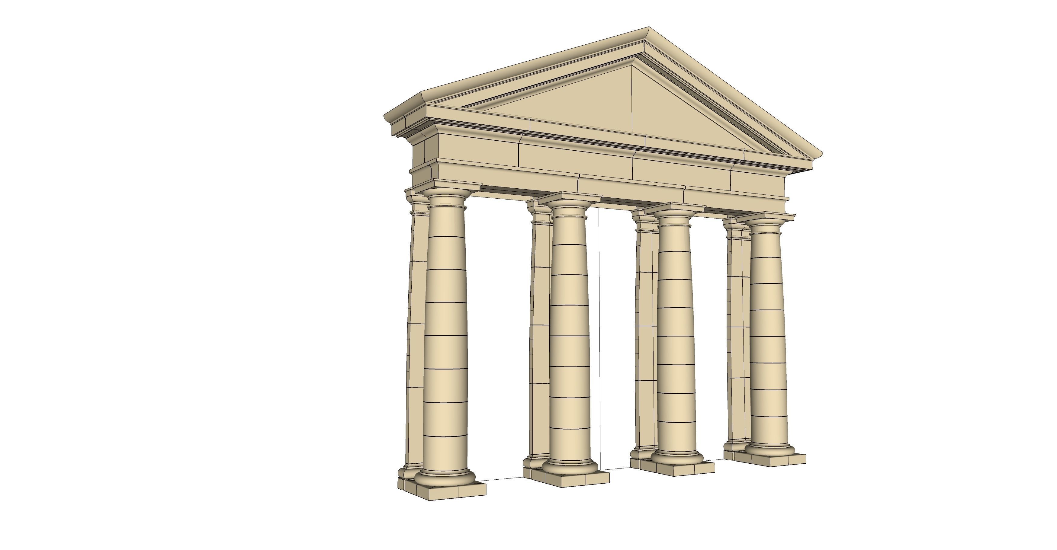 fronton Tuscan column and stone block model 3D model_11