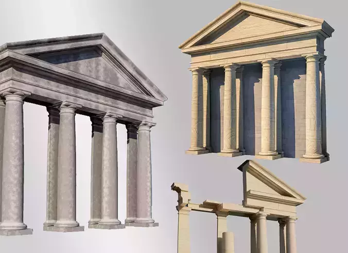 fronton Tuscan column and stone block model