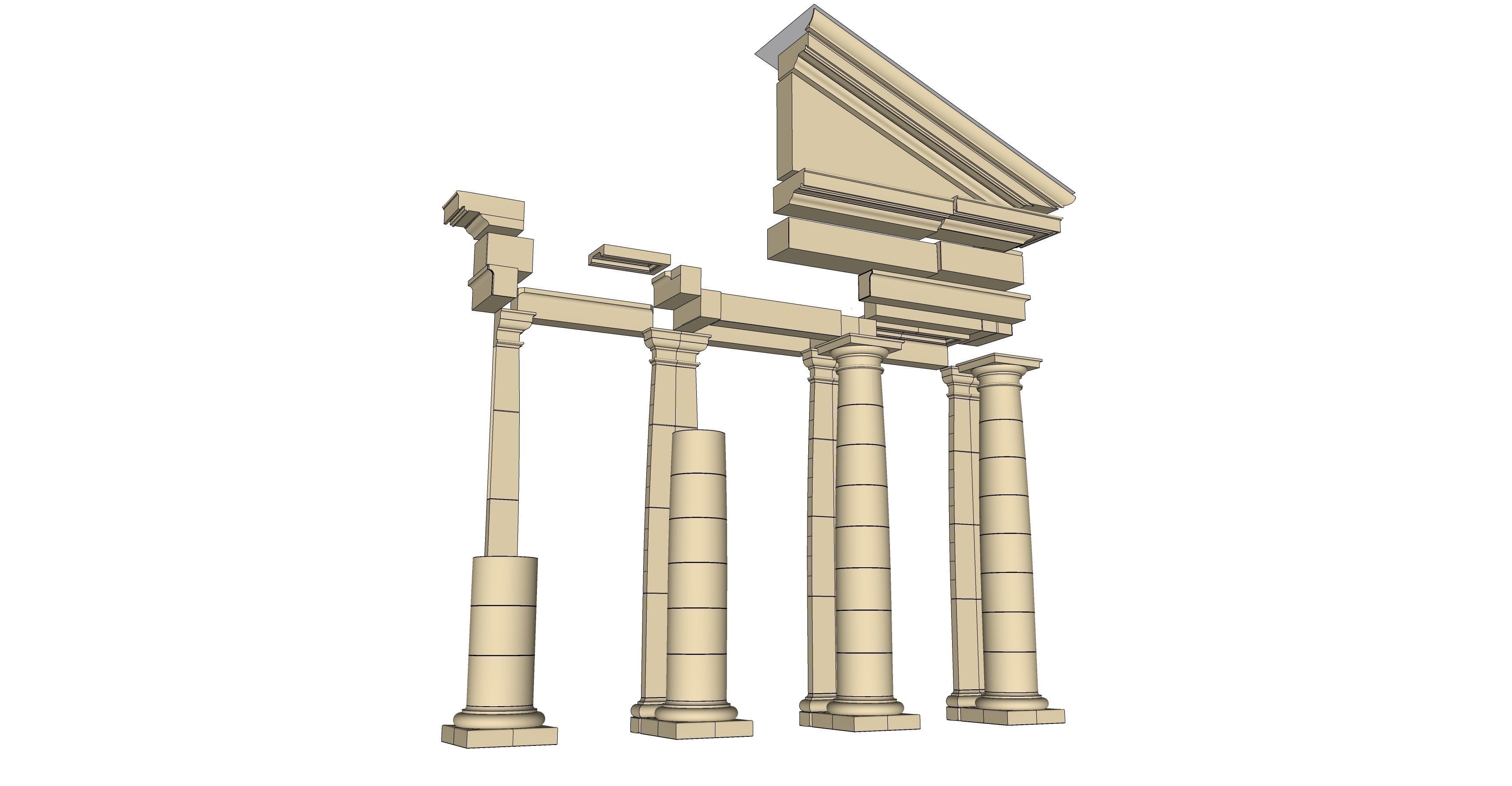fronton Tuscan column and stone block model 3D model_10