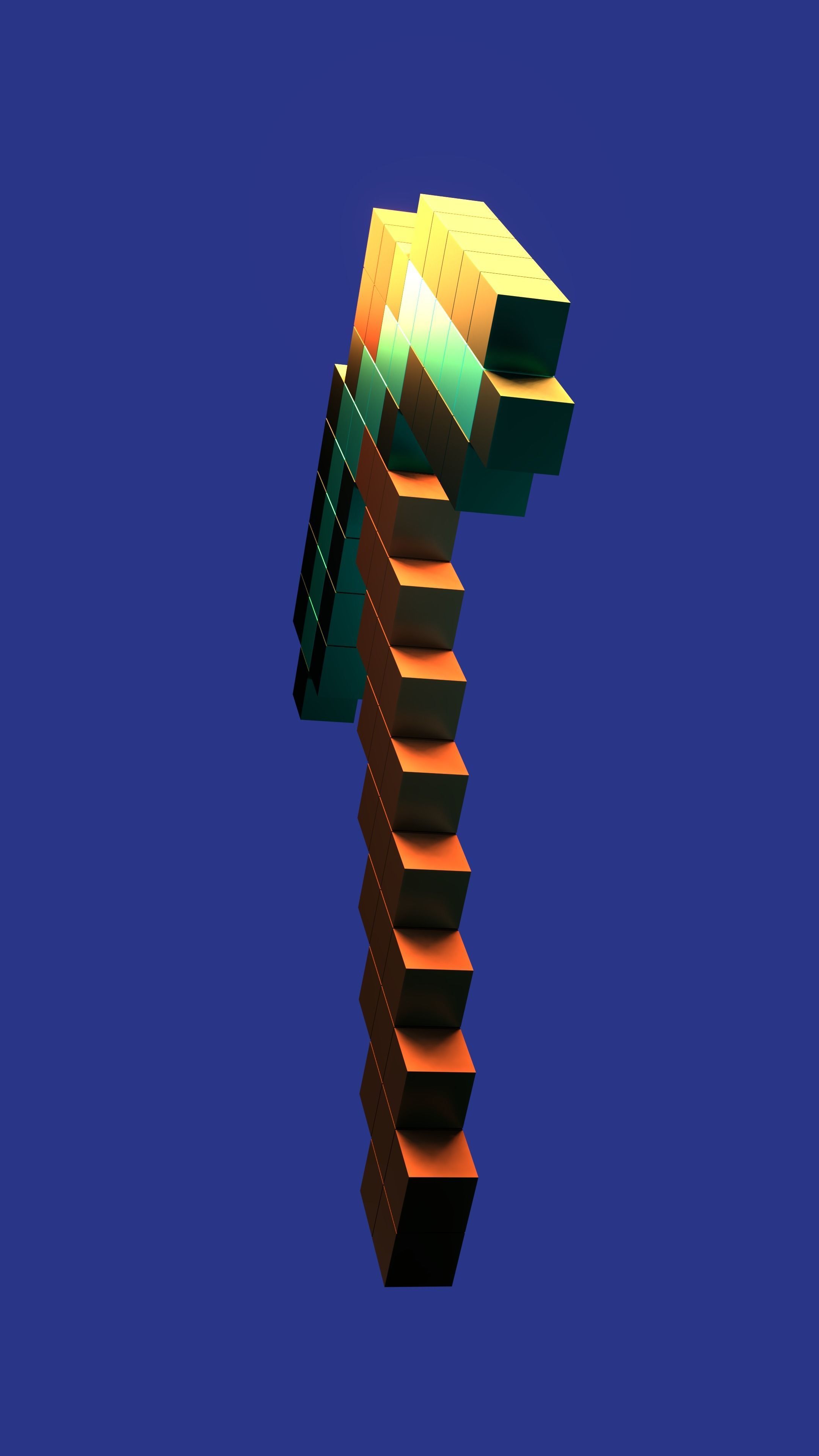 MINECRAFT DIAMOND PICKAXE  Low-poly 3D model_4