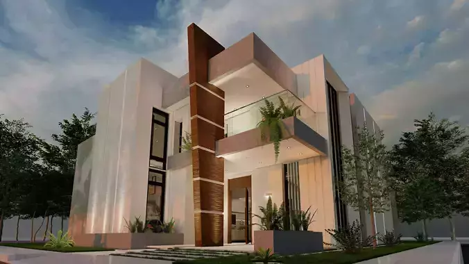 BEAUTIFUL MODERN HOUSE DESIGN  four rooms Low-poly 3D model