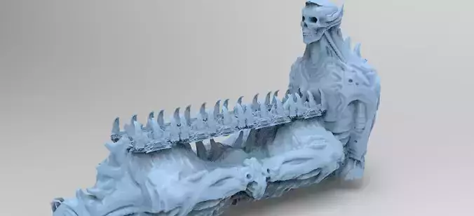 Alien organic Robot statue bridge colossal  3D model