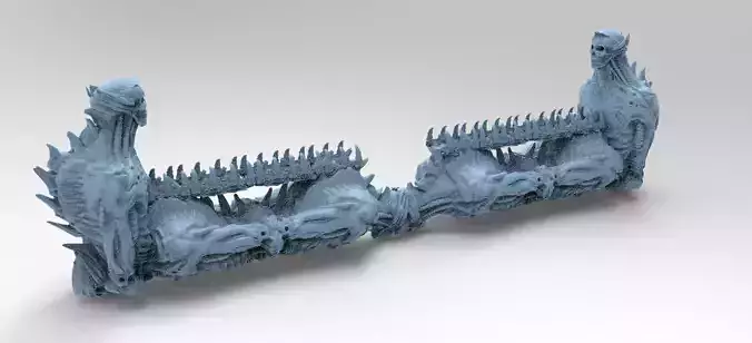 Alien organic Robot statue mirrored Bridge 