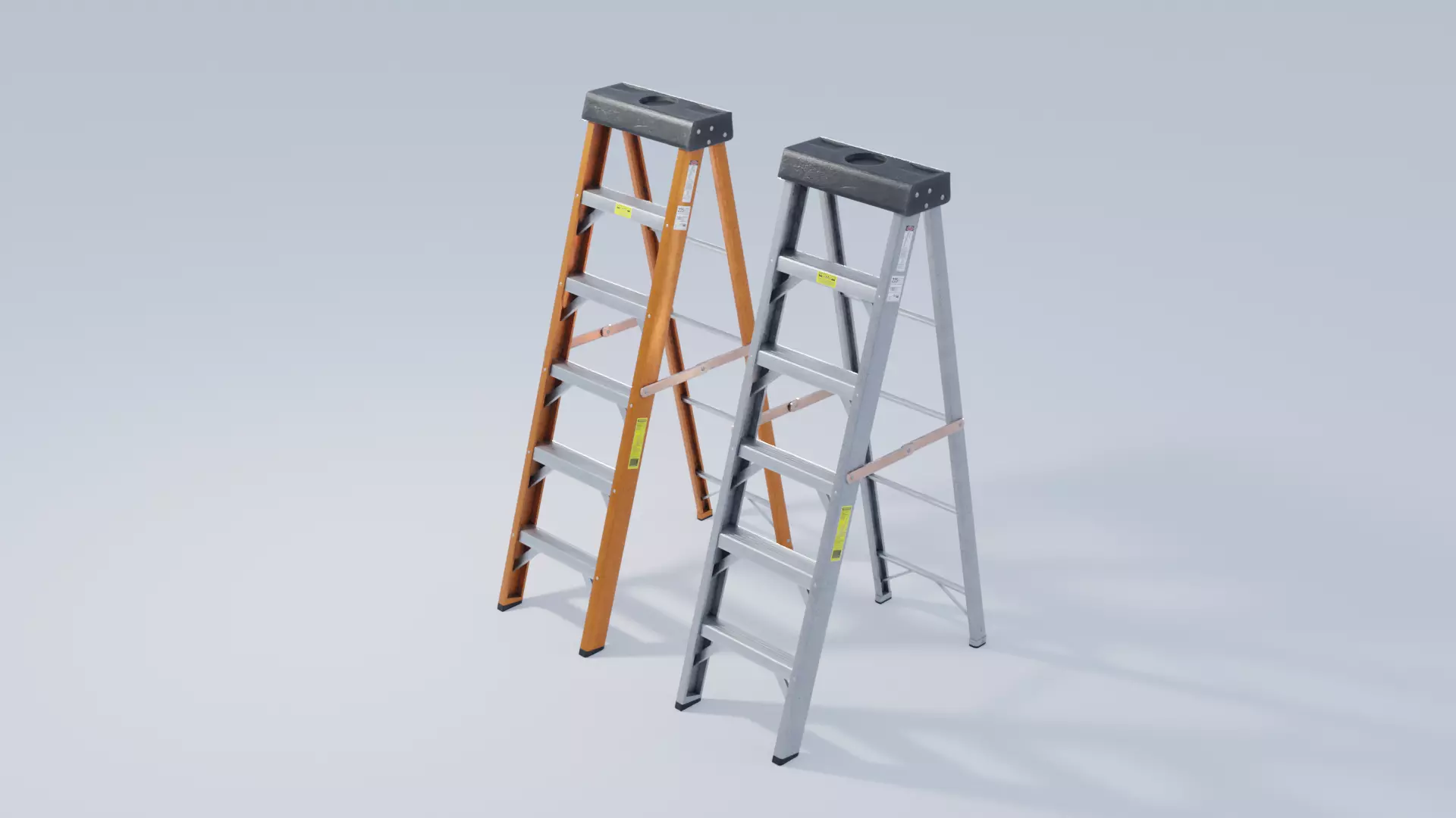 Folding Ladder 4K Textures Low-poly 3D model_0