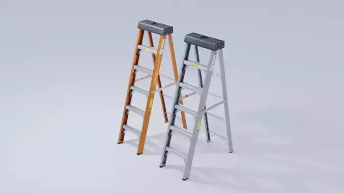Folding Ladder 4K Textures Low-poly 3D model