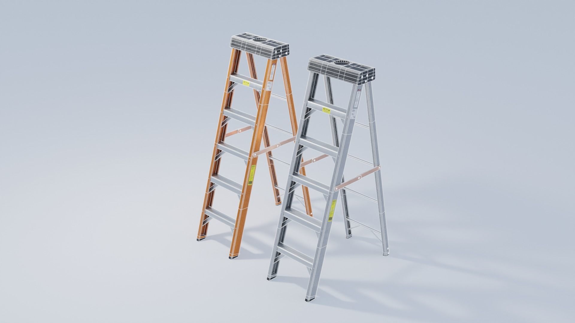 Folding Ladder 4K Textures Low-poly 3D model_1