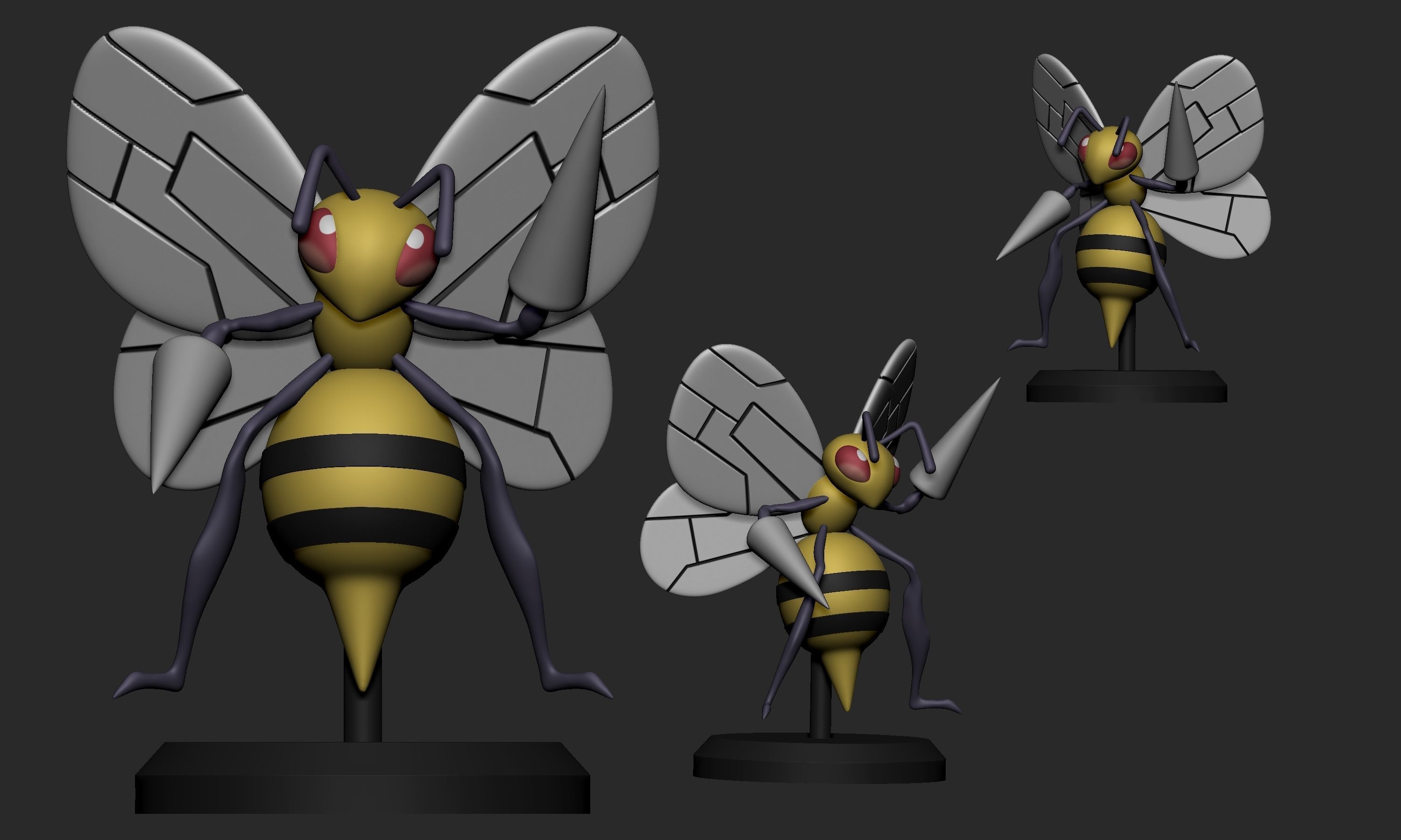 Pokemon - Weedle Kakuna and Beedrill with 2 poses 3D print model_13