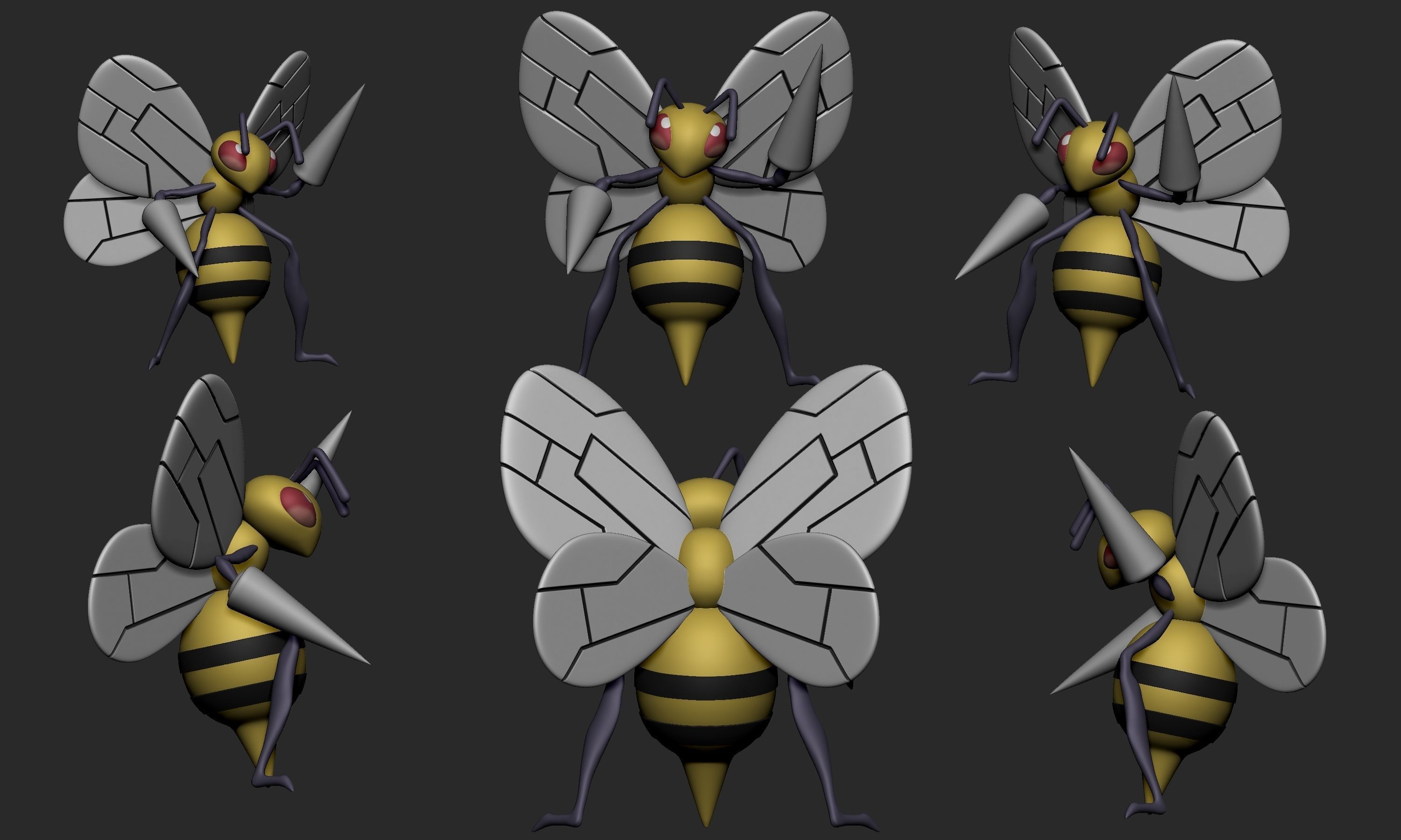 Pokemon - Weedle Kakuna and Beedrill with 2 poses 3D print model_16