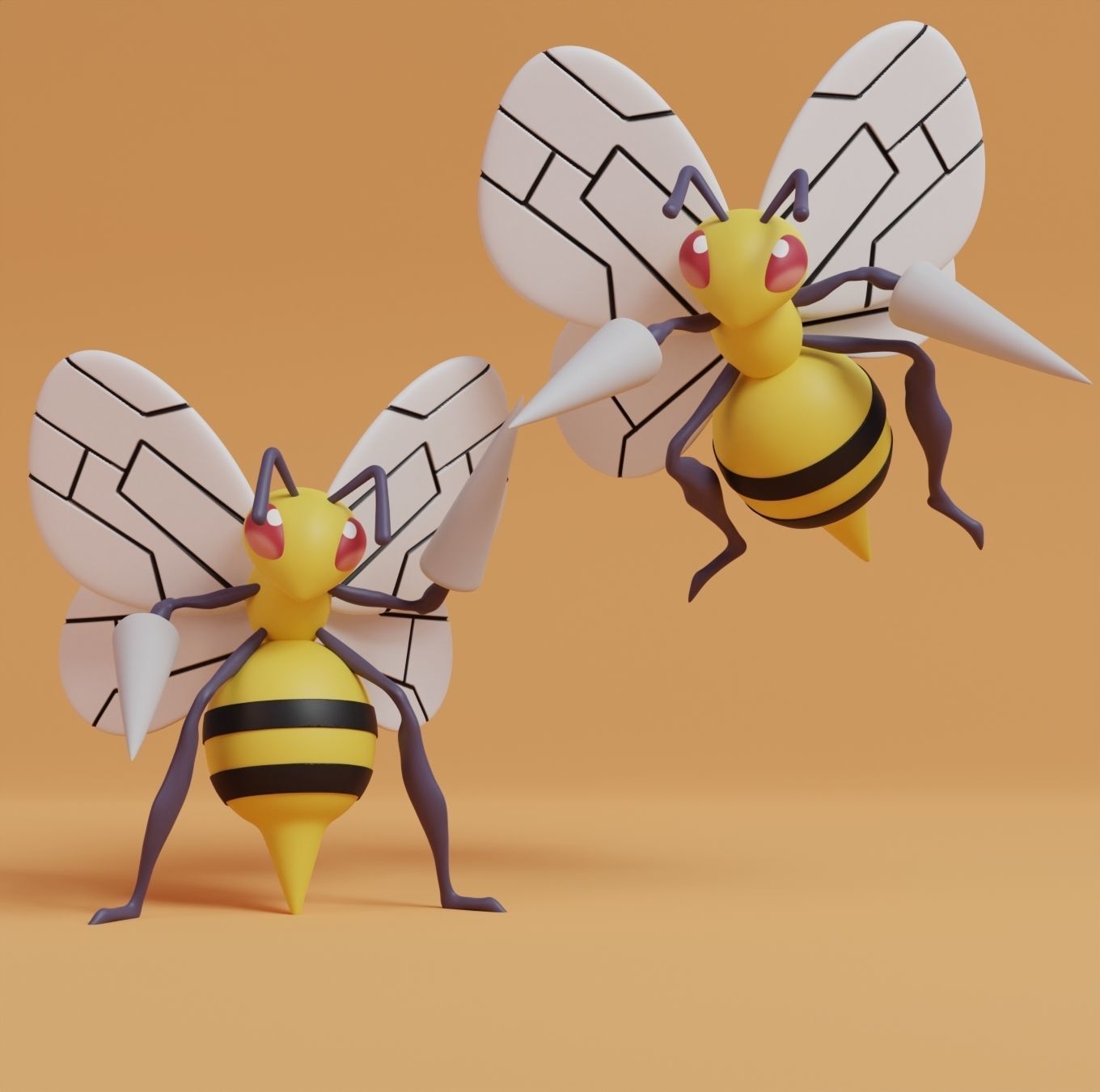 Pokemon - Weedle Kakuna and Beedrill with 2 poses 3D print model_11