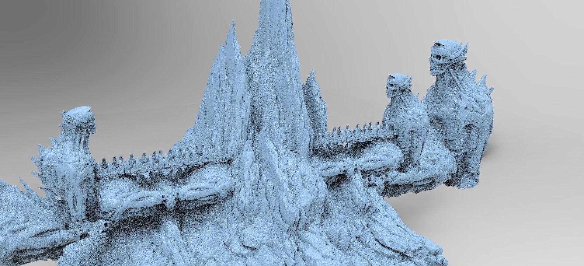 Alien organic Robot statue Monolith colossal Mountains 3D model_1